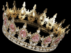 Luksuzna kruna s ružičastim kamenjem