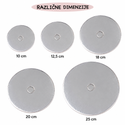 Podloga za tortu srebrna sa srebrnim rubom 3 mm – različite dimenzije (Kopija)